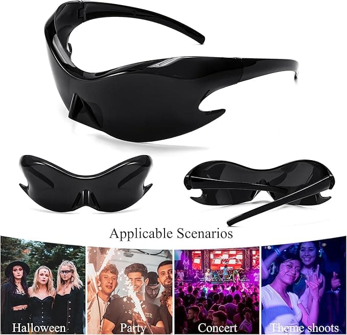 Futuristic Sunglasses, Fashion Alien Y2K Wrap Around